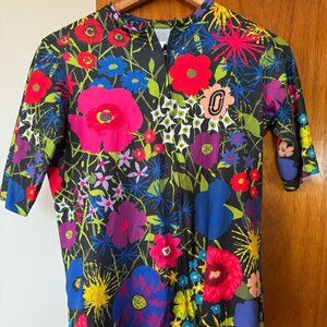 Ostroy Women's Short Sleeve Jersey Fiori Notturni XL EUC